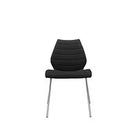 Kartell Maui Soft, Sedia da Ufficio, Ignifuga, Set da 2 Senza braccioli, Sed.Trevira Nero, Soft