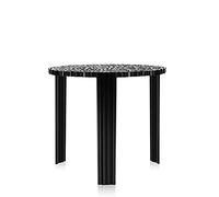Kartell T-Table Tavolino, PMMA Trasparente o colorato in Massa, Nero Coprente, Alto - H. 44 cm