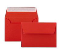 Karten und Co. - 25 buste per lettere, formato B6, 12,5 x 17,5 cm, chiusura adesiva, 120 g/m², con chiusura a linguetta, colore: Rosso