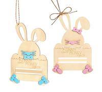 Kartenhalter Kinder | Holzhase Geldhalter Hasenform | Kartenhalter Geschenk 2er Set - Holz 15x10x0,6cm Blau Rosa Leicht Langlebig Niedlich | Ostern Party Geburtstag Geschenk | Kinder Mädchen Z