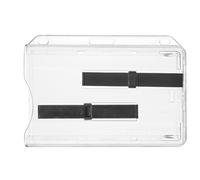 Karteo® Porta badge Porta cartellino involucro protettivo per 2 badge con fessura + 2 guide scorrevoli nero