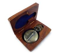 Kartique Orologio analogico da taschino unisex con catena Big Ben Tower sulla copertura, quadrante romano, collana con medaglione in legno, quadrante bianco, cinturino marrone
