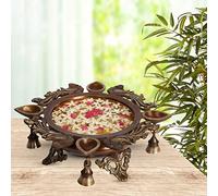Kartique Vaso Urli tradizionale in ottone di grandi dimensioni per la decorazione della casa petali di fiori in soggiorno Showpiece Vastu Benefit oro e bronzo colore lunghezza 31 cm