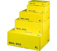 karton-billiger Mail-Box - Scatole per spedizione, XS, S, M, L, XL, in 3 colori, 20 pezzi (XS - 244 x 145 x 43 mm, giallo)