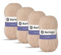 Kartopu Aksoft, corda per maglieria, consigliata per tutti i tipi di progetti di maglia, (4 pezzi) matassa (palla) 100 g (beige 855)