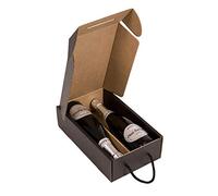 Kartox | Custodia per 2 bottiglie | Scatola di cartone per cava o champagne | Scatola nera opaca | 4 unità