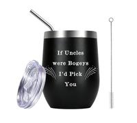 Karyllena Zio Regali Festa del Papà Bicchiere da vino in acciaio inox con coperchio, regalo di compleanno per zii, regalo per il miglior zio da nipote e nipote, idea regalo per la festa del papà