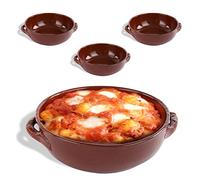 kasalingo 3 Tegami in coccio monoporzione da Forno 18 Cm, terrine di Terracotta Che esaltano Il Sapore Naturale dei cibi, Ciotole in Terracotta per zuppe, Pasta al Forno