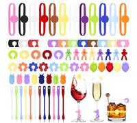 Kasanni - Segnabicchieri in Silicone Riutilizzabili, 70 Pezzi, | Adatti per la Decorazione di Bar e Feste, Come Bicchieri da Vino, Champagne, Martini, ecc.