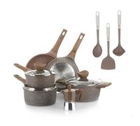 KASANOVA Set pentole antiaderente 0 Grassi, Batteria pentole a induzione e ogni piano cottura, set pentole e padelle antiaderente a 4 Strati con Design Moderno (12 Pezzi)