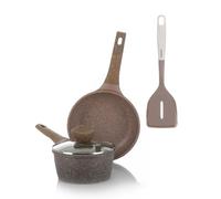Batteria di pentole antiaderenti 4 pezzi 0 Grassi marrone