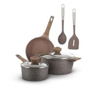 Batteria di pentole antiaderenti 7 pezzi 0 Grassi marrone