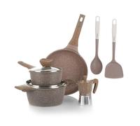 KASANOVA Set pentole antiaderente 0 Grassi, Batteria pentole a induzione e ogni piano cottura, set pentole e padelle antiaderente a 4 Strati con Design Moderno (8 Pezzi)