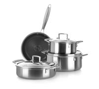 Batteria pentole 7 pezzi in acciaio 3 strati Tri - ply grigio