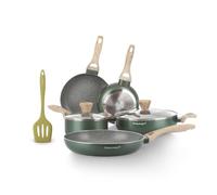 Batteria pentole 8 pezzi scritta Cooking Therapy verde
