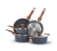 KASANOVA Batteria pentole 8 pezzi New Ceramic, Set pentole induzione con rivestimento ceramico, Set padelle antiaderenti e casseruole con coperchio in vetro, Batteria ottanio