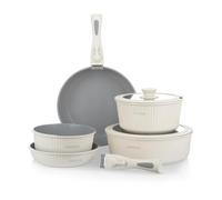 Batteria pentola 9 pezzi crema Eaziclip con manici staccabili