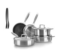 KASANOVA Batteria pentole Tri-ply, Set pentole e padelle in acciaio inox triplo strato, Pentole antiaderenti induzione e tutti i piani cottura, forno fino a 220 °C (9 pezzi)