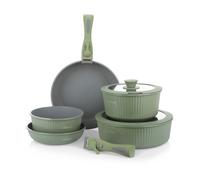 KASANOVA Batteria pentole antiaderenti per induzione 9 pezzi Eaziclip verde