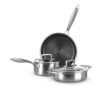 KASANOVA Batteria pentole Tri-ply, Set pentole e padelle in acciaio inox triplo strato, Pentole antiaderenti induzione e tutti i piani cottura, forno fino a 220 °C (5 pezzi)