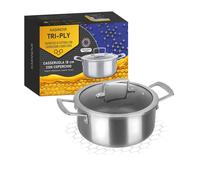 KASANOVA Casseruola 18 cm con coperchio a 3 strati Tri - ply grigio Cottura