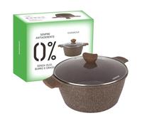 KASANOVA Casseruola 28 cm antiaderente 0 grassi con coperchio marrone Cottura