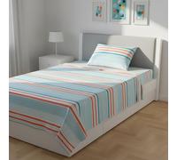 KASANOVA Completo Letto 1 Piazza e Mezza Righe Azzurre Arancione