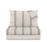 KASANOVA Completo Letto Matrimoniale Grigio Righe Eco Dreams - Sostenibile e Morbido per un Relax Totale