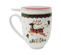 KASANOVA Infusiera natalizia con coperchio in porcellana, 360 ml verde