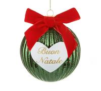 KASANOVA Pallina Natale cuore verde crochet 10 cm con fiocco in velluto verde