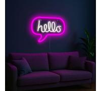 Scritta neon rosa Hello da parete usb multicolore