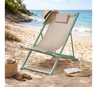 KASANOVA Sedia sdraio pieghevole e reclinabile beige