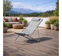 KASANOVA Sedia sdraio pieghevole e reclinabile grigia