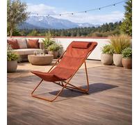 KASANOVA Sedia sdraio pieghevole e reclinabile mogano
