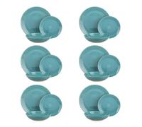 KASANOVA Servizio 18 piatti colorati blu in stoneware blu Tavola
