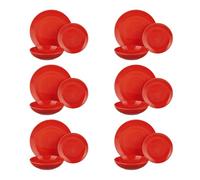 Servizio 18 piatti colorati rossi in stoneware