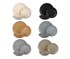 KASANOVA servizio piatti 6 persone Sahara, servizio piatti 18 pezzi, set piatti moderni, piatti ceramica stoneware, Multicolore, lavabili in lavastoviglie