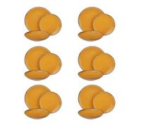 KASANOVA Set 18 oexxi Ocean, servizio 18 piatti in terracotta ocra, materiale resistente, adatto alla lavastoviglie e al forno microonde