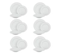 KASANOVA Set 18 pezzi Strippy Gold, servizio 18 piatti in porcellana bianca con strisce dorate, per cene speciali o per impreziosire ogni occasione