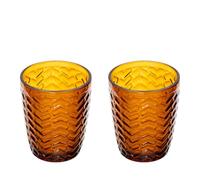 KASANOVA Set 2 Bicchieri Acqua Vetro Ambra Lavorato Milo