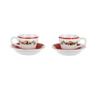 KASANOVA Set 2 tazze caffè Natale con piattino porcellana