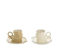 KASANOVA Set 2 tazzine caffè asimmetriche bianco e beige Quirky