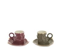 KASANOVA Set 2 tazzine caffè asimmetriche lilla e grigio Quirky