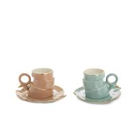 KASANOVA Set 2 tazzine caffè asimmetriche marrone e azzurro Quirky