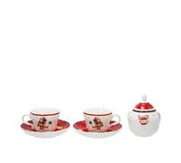 KASANOVA Set 2 tazzine caffè e zuccheriera Natale rosso