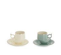 KASANOVA Set 2 tazzine caffè gometriche azzurro e bianco Quirky