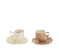 KASANOVA Set 2 tazzine caffè gometriche bianco e marrone Quirky