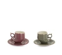 KASANOVA Set 2 tazzine caffè gometriche grigio e lilla Quirky