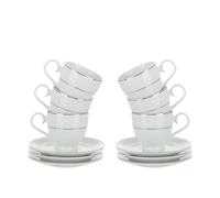 Set 6 tazzine caffè porcellana bianca Strippy Gold