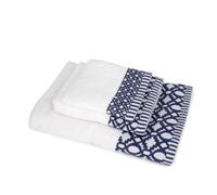 Kasanova Set asciugamani ospite, viso e doccia bianchi con bordo blu